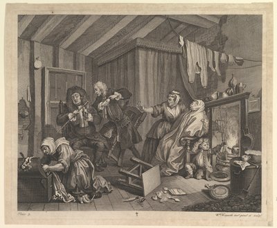 En skøgefremgang, tavle 5, april 1732. af William Hogarth