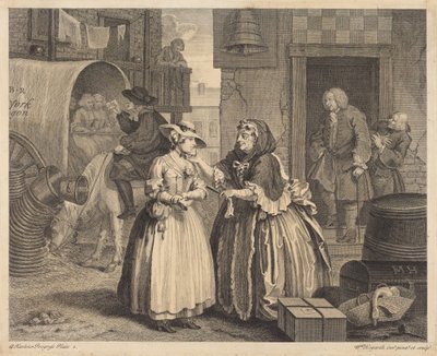 En prostituerets liv: plansche 1 af William Hogarth