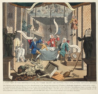 A Just View of the British Stage eller Three Heads are Better than One, 1724, illustration fra 