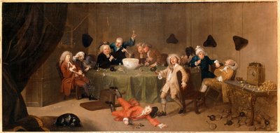 A Midnight Modern Conversation ... (olie på lærred) af William Hogarth