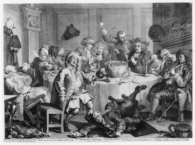 En moderne midnatssamtale af William Hogarth