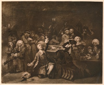 A Rakes Progress - 6: Spillehuset, 1733. af William Hogarth