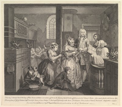 A Rakes Progress, Plade 5, 25. juni 1735. af William Hogarth