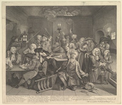 A Rakes Progress, Plade 6, 25. juni 1735. af William Hogarth