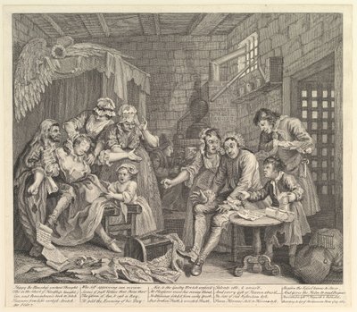 A Rakes Progress, Plade 7, 25. juni 1735. af William Hogarth