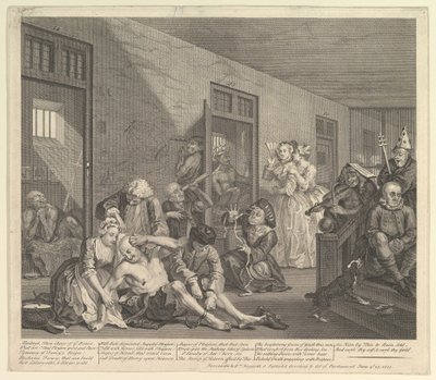 A Rakes Progress, Plade 8, 25. juni 1735. af William Hogarth