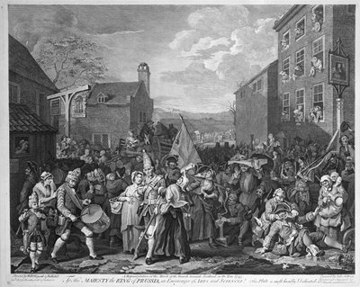 En repræsentation af gardernes march mod Skotland i år 1745, udgivet 1750 af William Hogarth