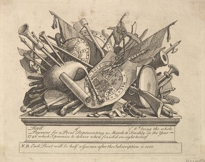 A Stand of Arms, Musical Instruments, etc., marts 1749-50. af William Hogarth