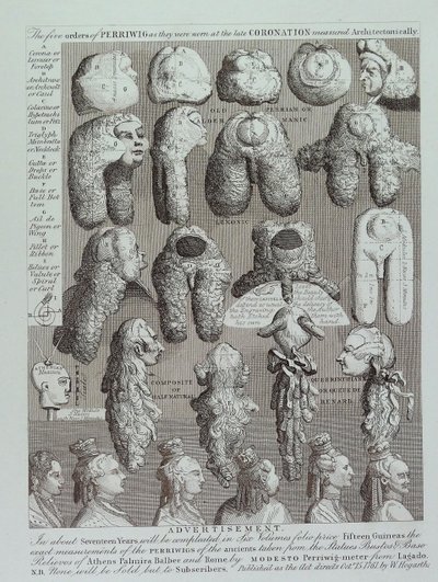 Annonce for parykker af William Hogarth