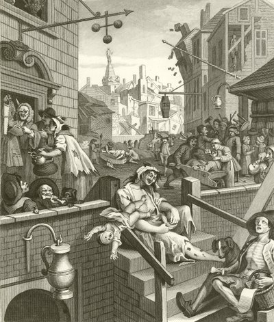 Beer Street og Gin Lane af William Hogarth