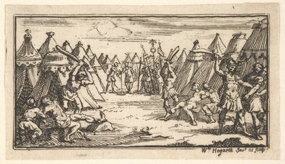 Breaking the Legs John Beaver, Roman Military Punishments, 1725, efter 1725. af William Hogarth