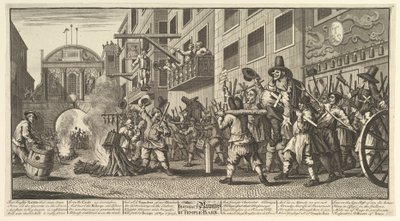 Burning the Rumps at Temple Bar Tolv store illustrationer til Samuel Butlers Hudibras..., 1725-68. af William Hogarth