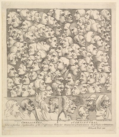 Karakterer og karikaturer, april 1743. af William Hogarth
