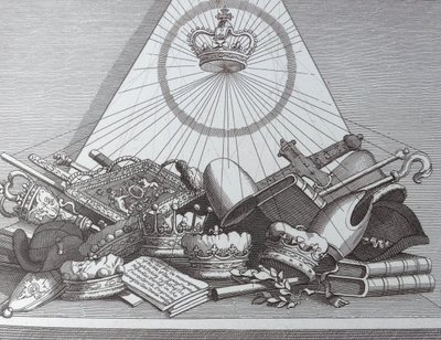 Krone, mitre, Maces osv af William Hogarth