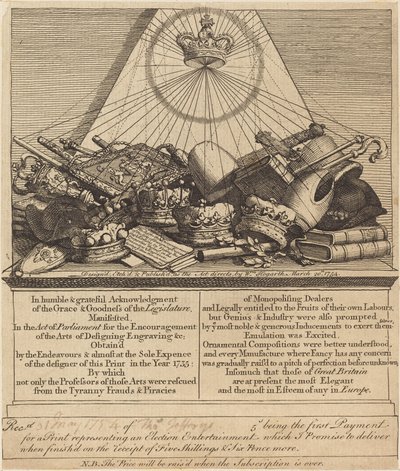 Kroner, mitre, Maces osv. af William Hogarth