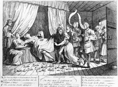 Cunicularii eller de vise mænd fra Godliman i konsultation, 1726 af William Hogarth
