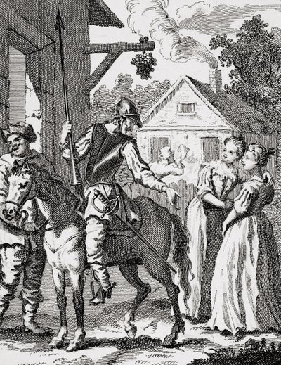 Don Quixote og Sancho Panza på en kro, udgivet 1798 af William Hogarth