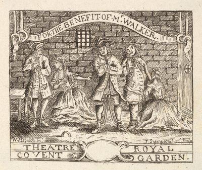Til fordel for Mr Walker, Theatre Royal, Covent Garden, pub. 1822 af William Hogarth