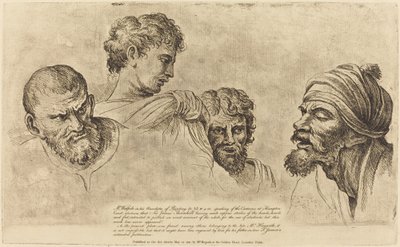 Fire hoveder fra Raphael-tegnefilmene på Hampton Court af William Hogarth