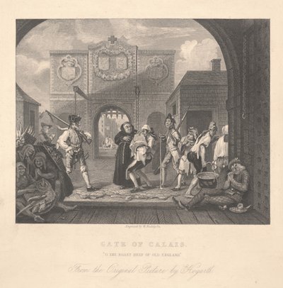 Porten til Calais, graveret af William Radclyffe (1783-1855) af William Hogarth