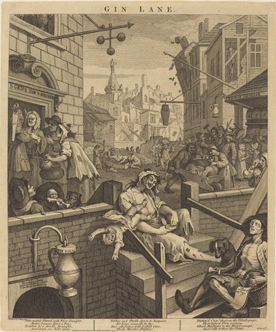 Gin Lane af William Hogarth