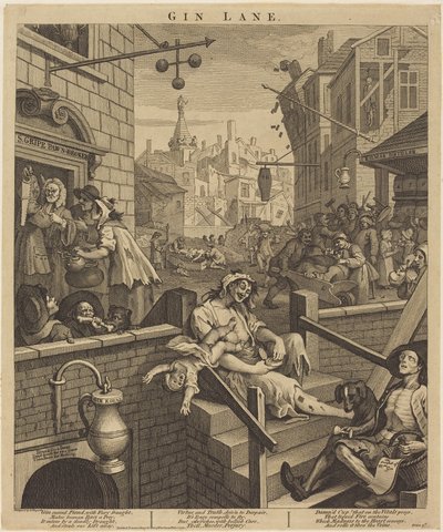 Gin Lane af William Hogarth