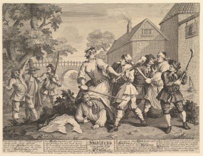 Hudibras besejret af Trulla Tolv store illustrationer for Samuel Butlers ..., februar 1725-26. af William Hogarth