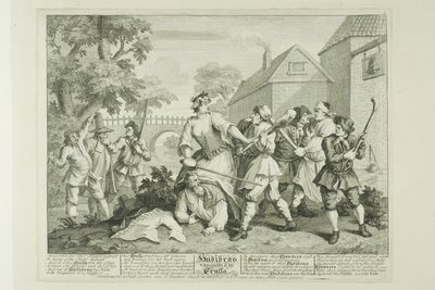 Hudibras besejret af Trulla, plade fem fra Hudibras af William Hogarth