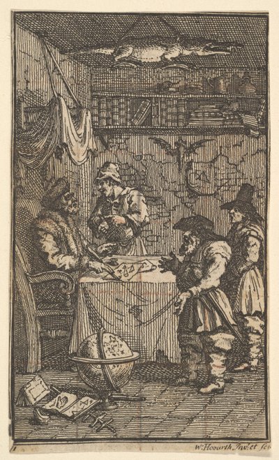 Hudibras besøger Sidrophel Sytten små illustrationer til Samuel Butlers Hudibras..., 1721-26. af William Hogarth