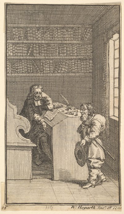 Hudibras og advokaten Sytten små illustrationer til Samuel Butlers Hudibras, nr..., 1721-26. af William Hogarth