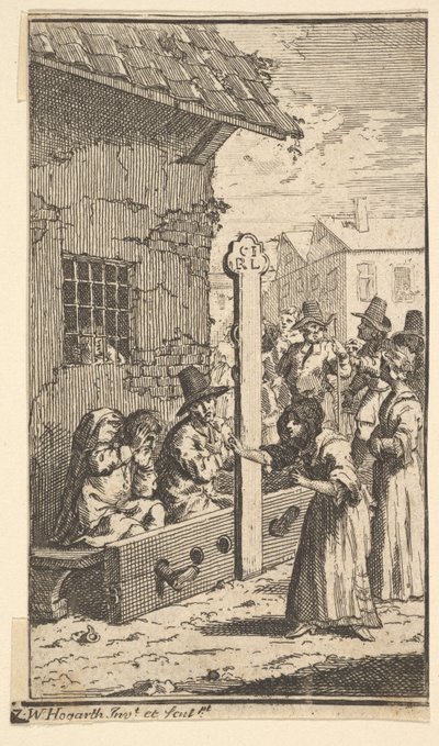 Hudibras i trængsel Sytten små illustrationer for Samuel Butlers Hudibras, nr..., 1721-26. af William Hogarth