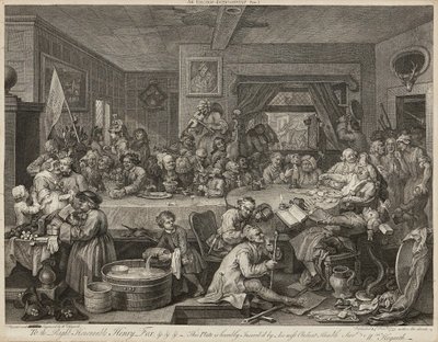Humors of An Election (Sæt med fire) (graveringer) af William Hogarth