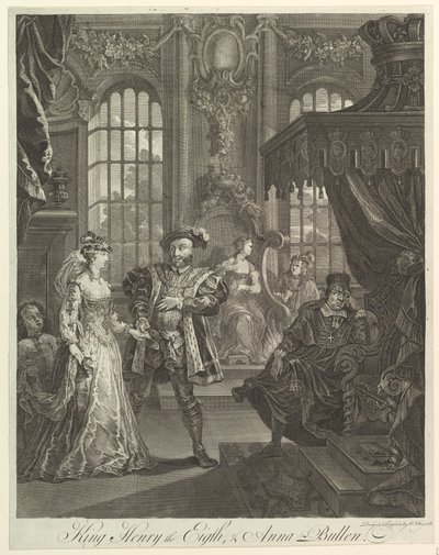 Kong Henrik den Ottende og Anna Bullen, ca. 1728. af William Hogarth