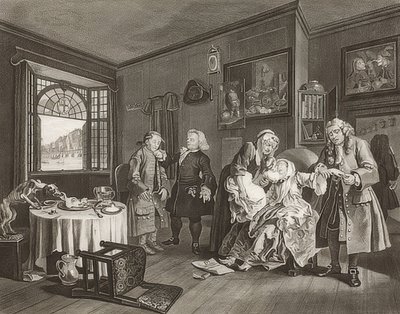 Ægteskab à la Mode / ægteskab efter mode. Ark 6: Damen? S Død / Grevindens selvmord. 1745 af William Hogarth