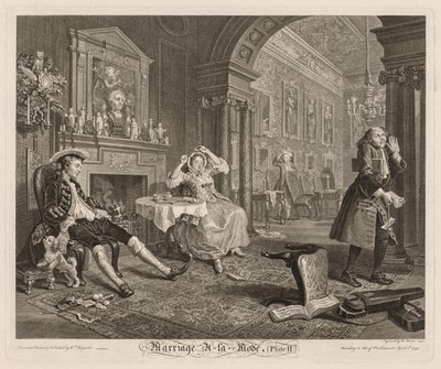 Moderigtigt bryllup: Plade II af William Hogarth