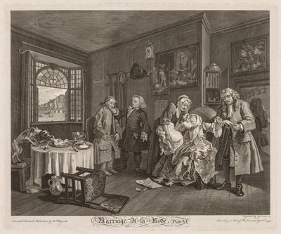 Ægteskab à la Mode: Grevindens død, 1745. af William Hogarth