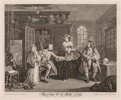 Ægteskab à la Mode: Scenen med kvaksalveren af William Hogarth
