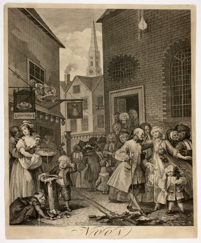 Middag, tallerken to fra The Four Times of Day af William Hogarth