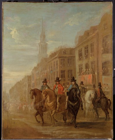 Restaureringsprocession af Charles II ved Cheapside, ca. 1745 af William Hogarth