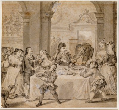 Sancho ved den storslåede fest, fra "Don Quixote" af Miguel de Cervantes af William Hogarth