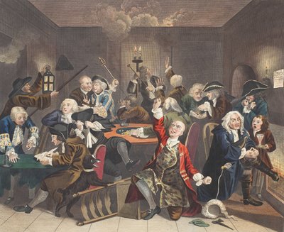 Scene i et spillehus, plade VI fra 