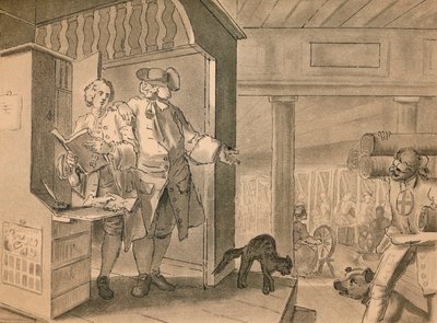 Skitse til plade IV fra Industri og lediggang, 1747 af William Hogarth