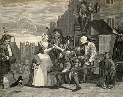Gadescener i London, af William Hogarth (1697-1764), gravering, England af William Hogarth