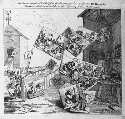Slaget om billederne, 1745 af William Hogarth