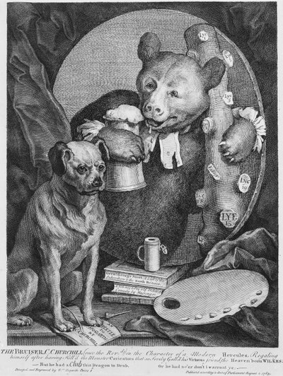 Bruiser Charles Churchill, engang pastor, i karakter af en russisk Hercules, 1763 af William Hogarth