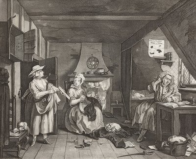 Den nødstedte Digter. 1736/40 af William Hogarth
