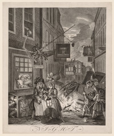 De fire gange på dagen: Nat af William Hogarth