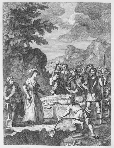 Chrystoms og Marcellas begravelse, der retfærdiggør sig selv af William Hogarth