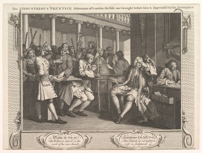 Den flittige Prentice Alderman of London, The Idle One Braught Before Hi..., 30. september 1747. af William Hogarth