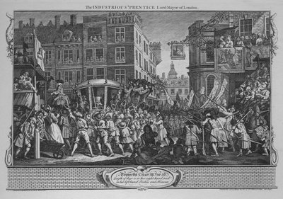 Den flittige Prentice Lord-Mayor of London - Plade 12 fra Industry and Idleness, 1747 af William Hogarth